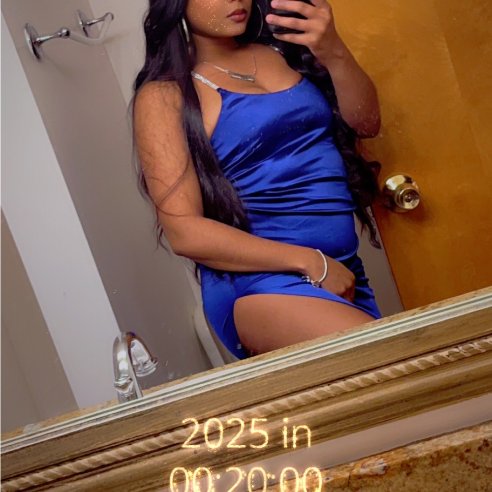 Elegant Blue Satin Slip Dress